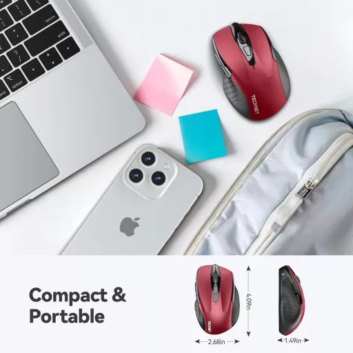 Mouse Wireless TECKNET Pro, 4000 DPI, 6 Butoane, Mouse Optic Ergonomic pentru Laptop