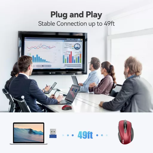 Mouse Wireless TECKNET Pro, 4000 DPI, 6 Butoane, Mouse Optic Ergonomic pentru Laptop