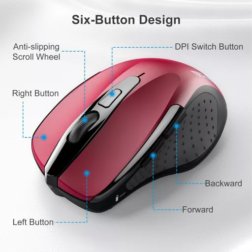 Mouse Wireless TECKNET Pro, 4000 DPI, 6 Butoane, Mouse Optic Ergonomic pentru Laptop