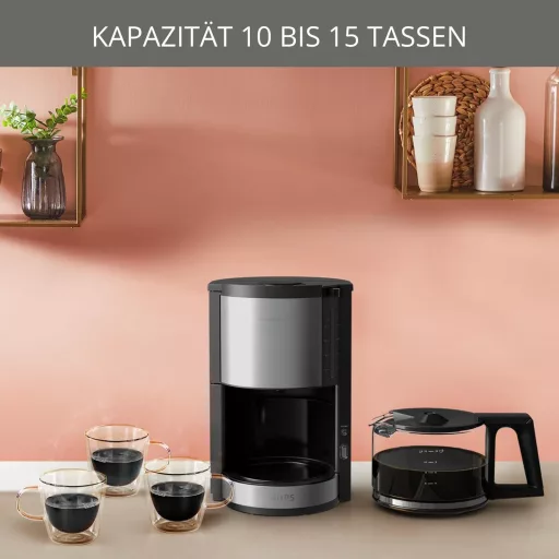 Krups KM321 Proaroma Plus 10 csészés kávéfőző, 1100W, fekete rozsdamentes acél