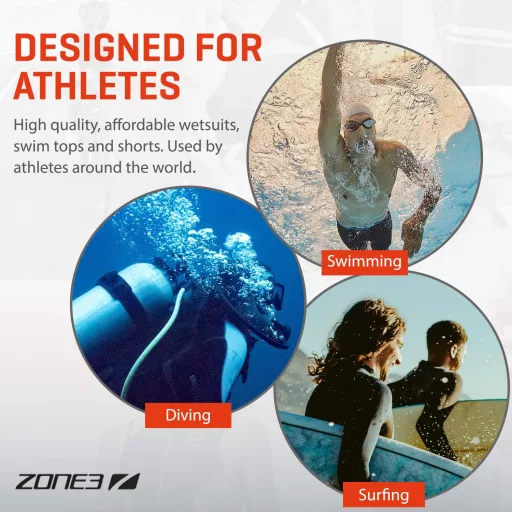 Pantaloni scurți de neopren cu flotabilitate ridicată ZONE3 Premium pentru bărbați, 5/3 mm - Negru/Roșu, pentru triatlon și înot în ape deschise