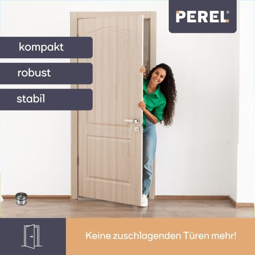 Perel rozsdamentes acél ajtótartó 9 cm átmérő 7,5 cm magas 1,1 kg