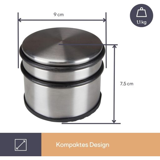 Perel rozsdamentes acél ajtótartó 9 cm átmérő 7,5 cm magas 1,1 kg