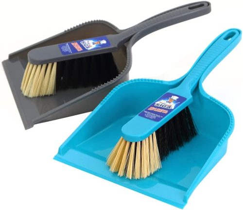 Set Autocurățare Mătură și Făraș MR.SIGA, Set de 2 Bucăți, Albastru și Gri, pentru Bucătărie, Baie, Garaj