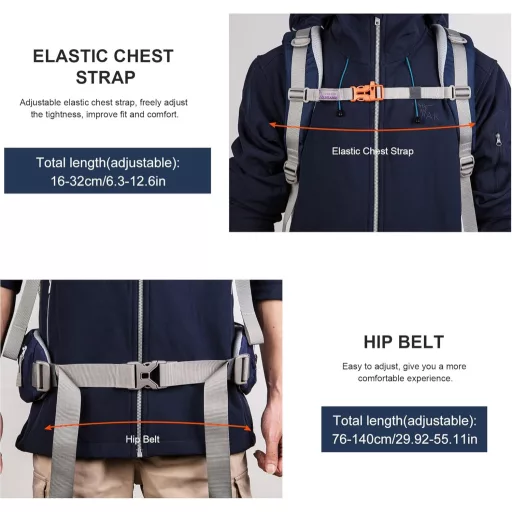 Rucsac de trekking MOUNTAINTOP 70L cu husă de ploaie, pentru bărbați și femei, ideal pentru drumeții și camping