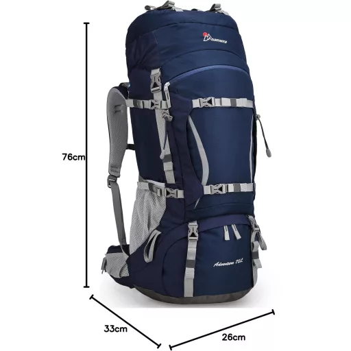 Rucsac de trekking MOUNTAINTOP 70L cu husă de ploaie, pentru bărbați și femei, ideal pentru drumeții și camping