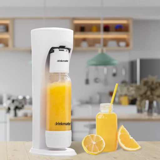 Drinkmate OmniFizz Szódagép - Bármilyen Italt Szénsavasít Hígítás Nélkül, 1L BPA-mentes Palackkal, Automatikus Működés, Fehér