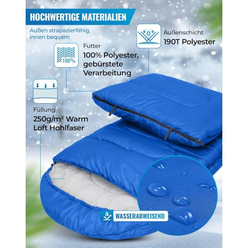 Sac de dormit ușor KingCamp, 3-4 sezoane, pentru camping, copii și adulți, ‎220 x 75 x 7.62 cm