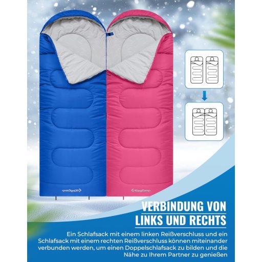 Sac de dormit ușor KingCamp, 3-4 sezoane, pentru camping, copii și adulți, ‎220 x 75 x 7.62 cm
