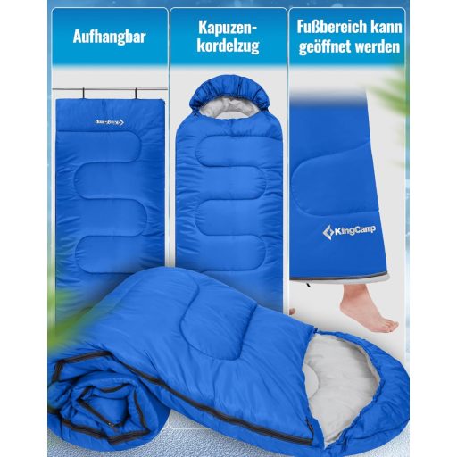 Sac de dormit ușor KingCamp, 3-4 sezoane, pentru camping, copii și adulți, ‎220 x 75 x 7.62 cm