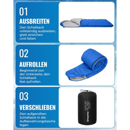 Sac de dormit ușor KingCamp, 3-4 sezoane, pentru camping, copii și adulți, ‎220 x 75 x 7.62 cm