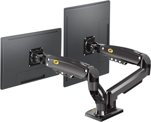 NB North Bayou F160 Dupla Monitortartó Kar 17-27" Képernyőkhöz - Gázrugós, 360° Forgatható, 2-9 kg Teherbírású VESA Kompatibilis Asztali Áll