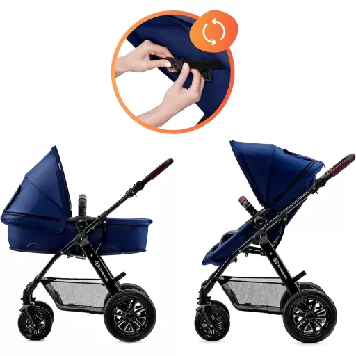 Kinderkraft Moov utazási rendszer sötétkék babakocsival és autósüléssel