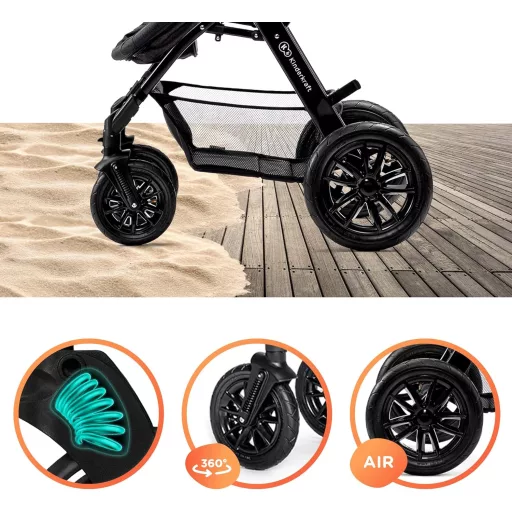 Kinderkraft Moov utazási rendszer sötétkék babakocsival és autósüléssel