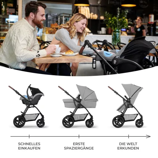 Kinderkraft Moov Multi 3u1 Kombinirana Dječja Kolica Siva