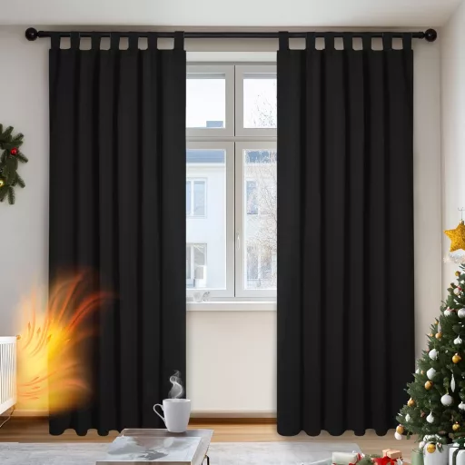 Deconovo Sötétítő Függöny Fülös 245x140cm Fekete 2db Hőszigeteléses