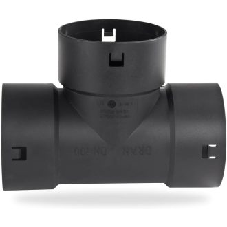   Stabilo-Sanitaer DN 80 mm T-idom fekete PP műanyag lefolyócsőhöz - Földalatti vízelvezetéshez és tetőfelületekhez