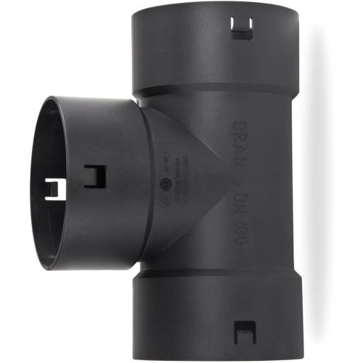 Stabilo-Sanitaer DN 80 mm T-idom fekete PP műanyag lefolyócsőhöz - Földalatti vízelvezetéshez és tetőfelületekhez