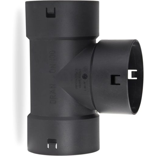 Stabilo-Sanitaer DN 80 mm T-idom fekete PP műanyag lefolyócsőhöz - Földalatti vízelvezetéshez és tetőfelületekhez