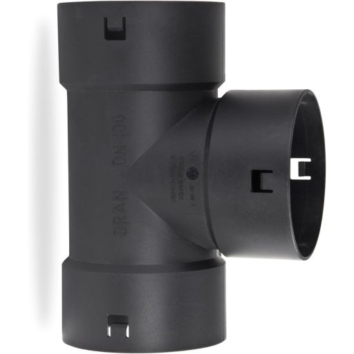 Stabilo-Sanitaer DN 80 mm T-idom fekete PP műanyag lefolyócsőhöz - Földalatti vízelvezetéshez és tetőfelületekhez