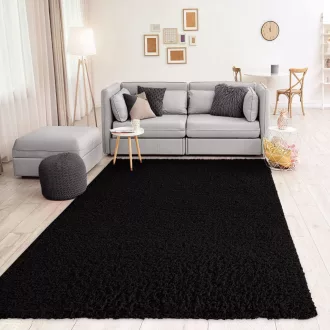   VIMODA Shaggy szőnyeg kerek 80cm fekete hosszú szálú modern - ø 80 cm round, Round, Black
