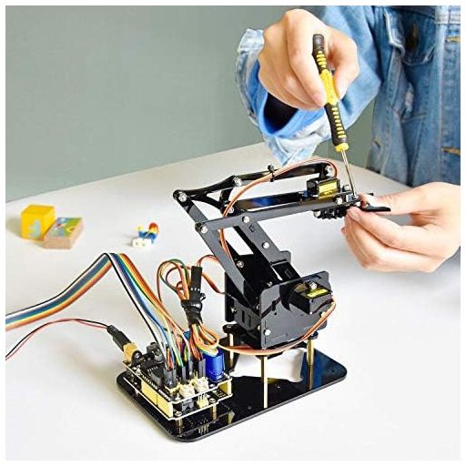 KEYESTUDIO 4 tengelyes robotkar szervomotorokkal Arduino programozható gyerekeknek