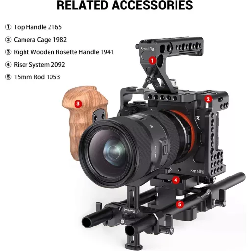 SmallRig 15mm Hosszú Lencsetartó 53,5mm Magasságállítható DSLR Kamera Vállpánt Rendszerhez