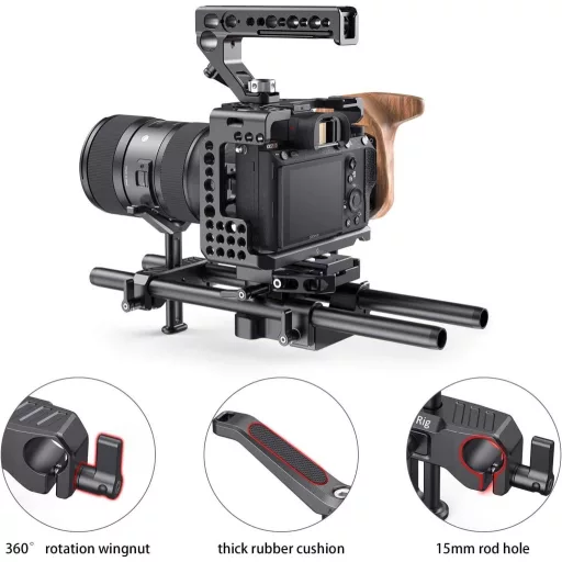 SmallRig 15mm Hosszú Lencsetartó 53,5mm Magasságállítható DSLR Kamera Vállpánt Rendszerhez