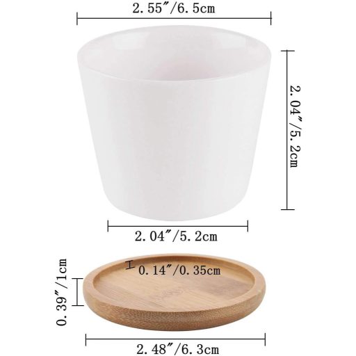 Keramický kvetináč na sukulenty T4U s bambusovým podstavcom, obdĺžnikový kvetináč na kaktusy