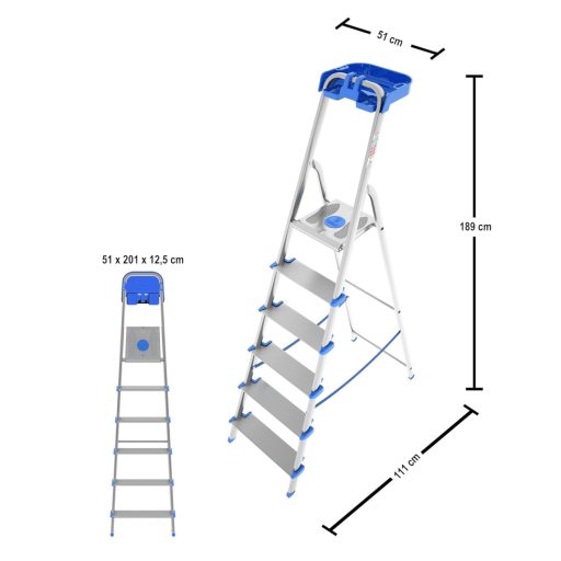 Colombo Newscal Atlantica 6 lépcsős alumínium létra 2,02m 150kg terhelhetőség