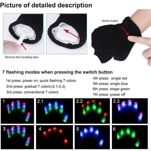 Vicloon LED rukavice svietiace pre deti na Halloween karneval párty disko