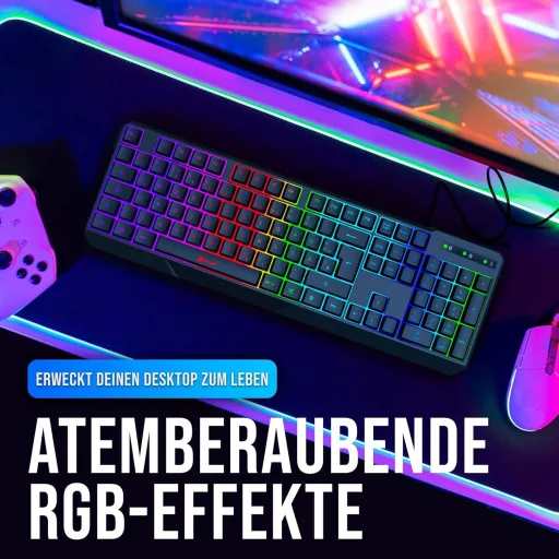 KLIM Chroma njemačka USB gamerska tipkovnica - RGB pozadinsko osvjetljenje, visoke performanse - nova verzija