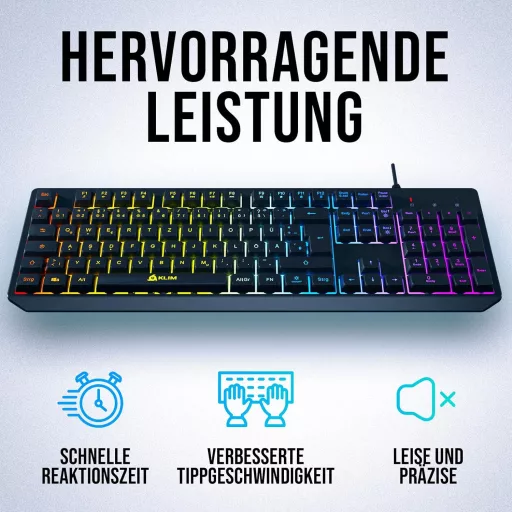 KLIM Chroma RGB Gamer Billentyűzet USB - Színes LED Világítás PC Mac PS4