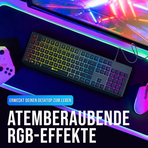 KLIM Chroma RGB Gamer Billentyűzet USB - Színes LED Világítás PC Mac PS4
