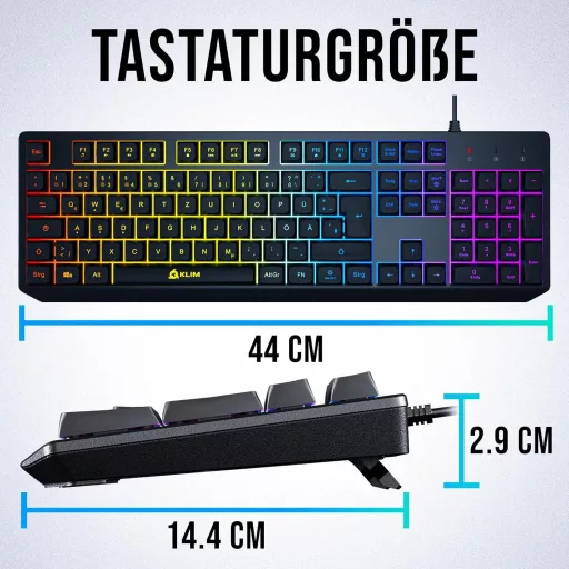 KLIM Chroma RGB Gamer Billentyűzet USB - Színes LED Világítás PC Mac PS4