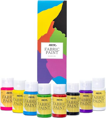 Set vopsele textile lavabile Nazca Colors, 8 x 30ml, vopsea rezistentă la apă pentru decorarea tricourilor, blugilor, pantofilor și textilelor