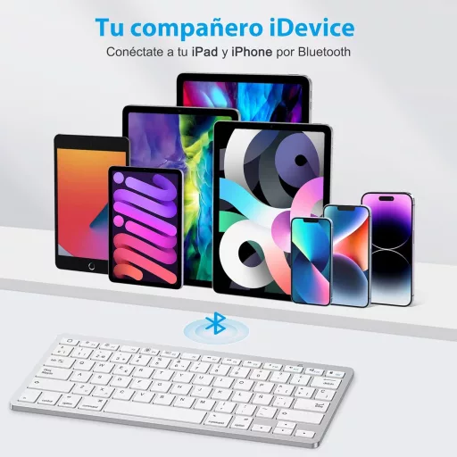 OMOTON Bluetooth Spanyol Billentyűzet iPad iPhone iOS Fehér
