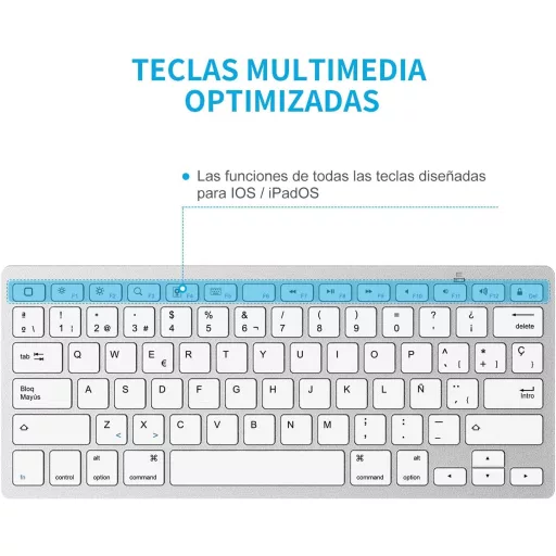 OMOTON Bluetooth Spanyol Billentyűzet iPad iPhone iOS Fehér