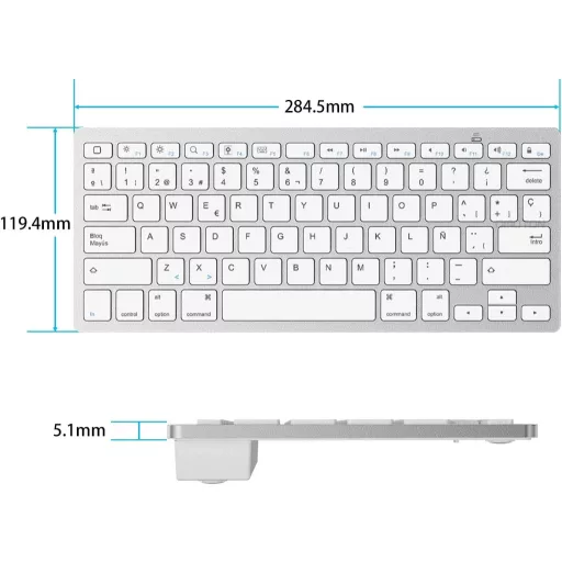 OMOTON Bluetooth Spanyol Billentyűzet iPad iPhone iOS Fehér