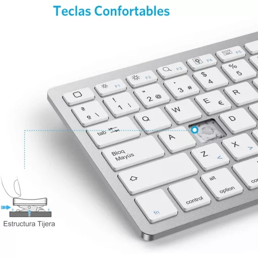 OMOTON Bluetooth Spanyol Billentyűzet iPad iPhone iOS Fehér