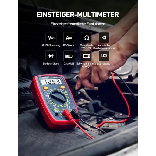 AstroAI Digitális Multiméter AC/DC Feszültség Árammérő Ellenállás Teszter Háttérvilágítással