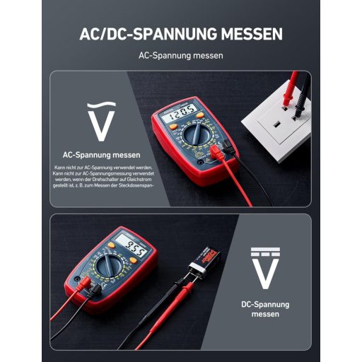 AstroAI Digitális Multiméter AC/DC Feszültség Árammérő Ellenállás Teszter Háttérvilágítással