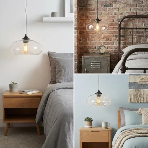 Lustră vintage HJXDtech cu abajur din sticlă colorată, E27, pentru bucătărie, living, sufragerie.