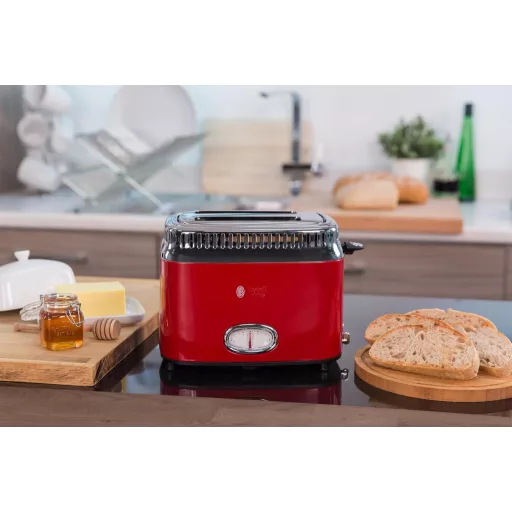 Russell Hobbs Vintage 21680-56 Retro Kenyérpirító 2 Szeletes Rozsdamentes Acél Piros