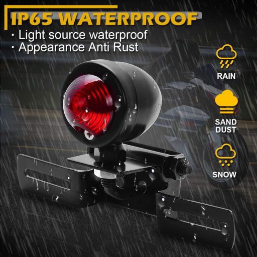 KATUR Piros Motorkerékpár Hátsó Lámpa 12V Féklámpa Rendszámtábla Tartóval Harley