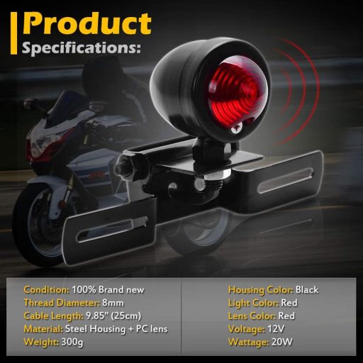 Stop spate roșu motocicletă KATUR 12V frână cu suport plăcuță de înmatriculare Harley