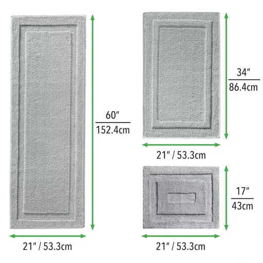 mDesign set kupaonskih prostirki protiv klizanja, 3 komada, tamnosive od mikrovlakana