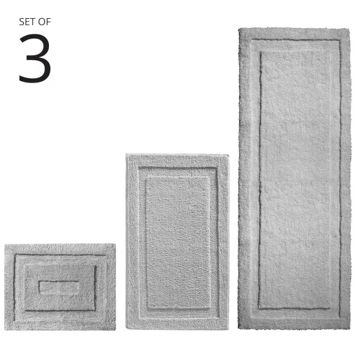 mDesign set kupaonskih prostirki protiv klizanja, 3 komada, tamnosive od mikrovlakana