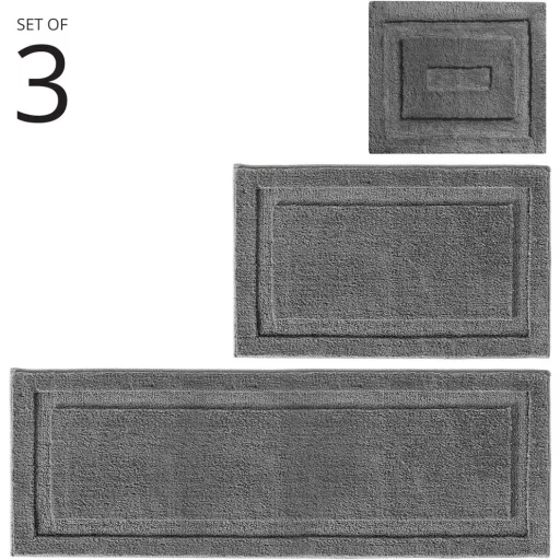 mDesign 3-dielna súprava kúpeľňových predložiek z mikrovlákna, sivá