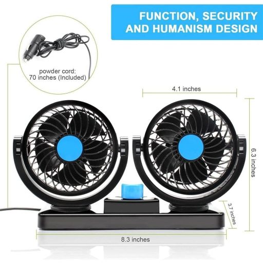 SUPAREE Autós Ventilátor 12V Dupla Ventilátoros Állítható Hűtés 8W/15W